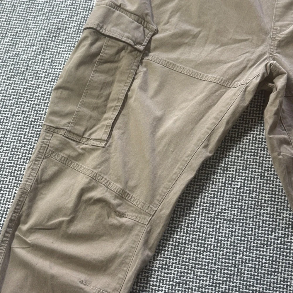 HM Mens Slim Fit Cargo Joggers Khaki Tan Elastic Waist Pants Size XXL